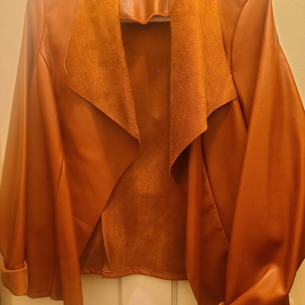 Faux leather and suede jacket